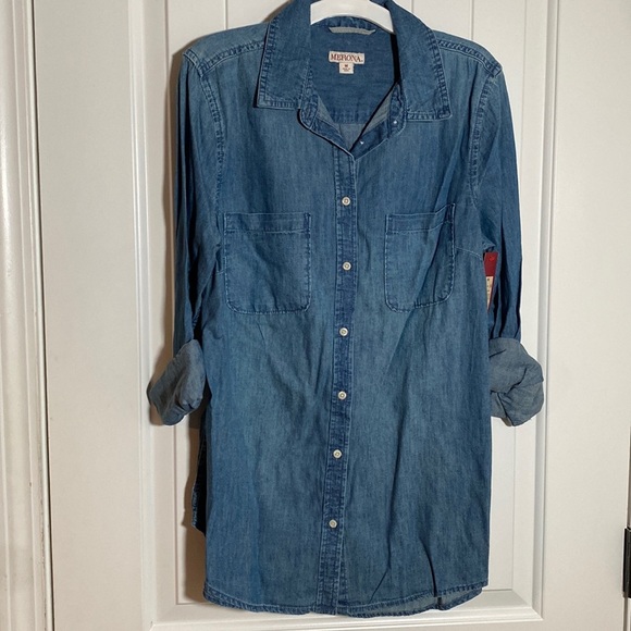 Womens Denim Long Sleeve Shirt Indigo Size Medium - Merona™ - Picture 1 of 5